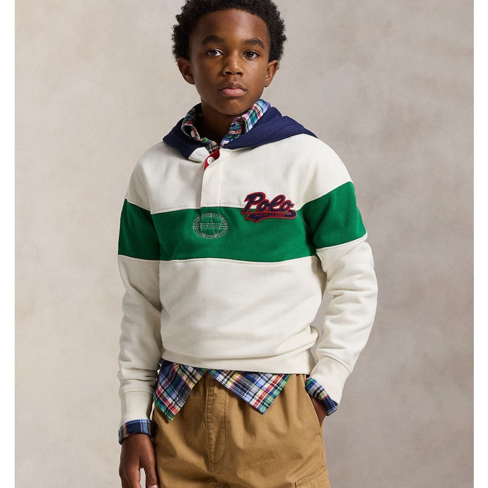NWT Polo Ralph Lauren Big Boys Logo Fleece Rugby Hoodie